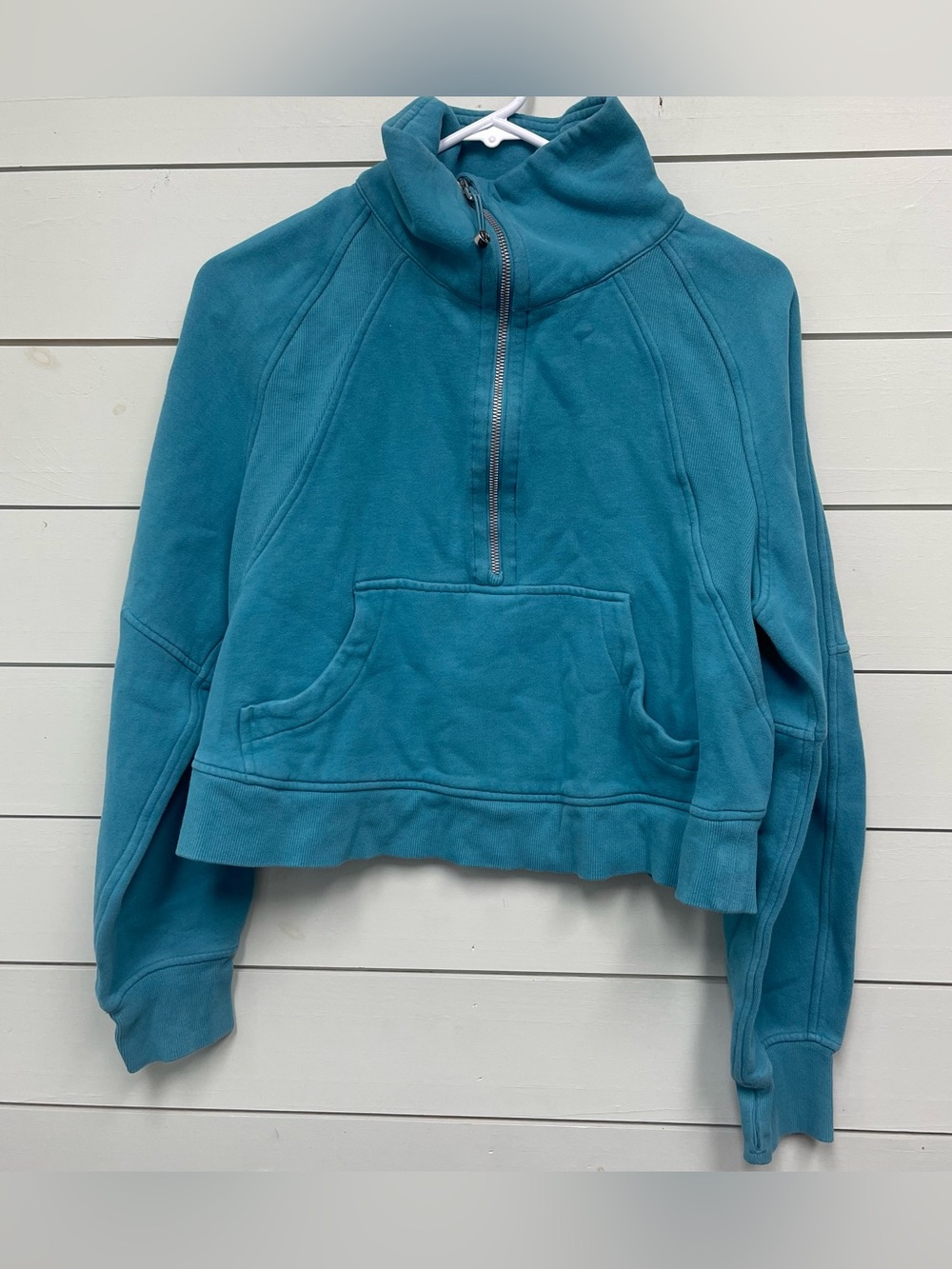 Lululemon half zip funnel neck scuba turquoise blue women's size XS/S